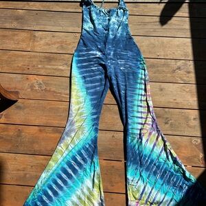 Vibrant Tie-Dye Jumpsuit in Blue and Green